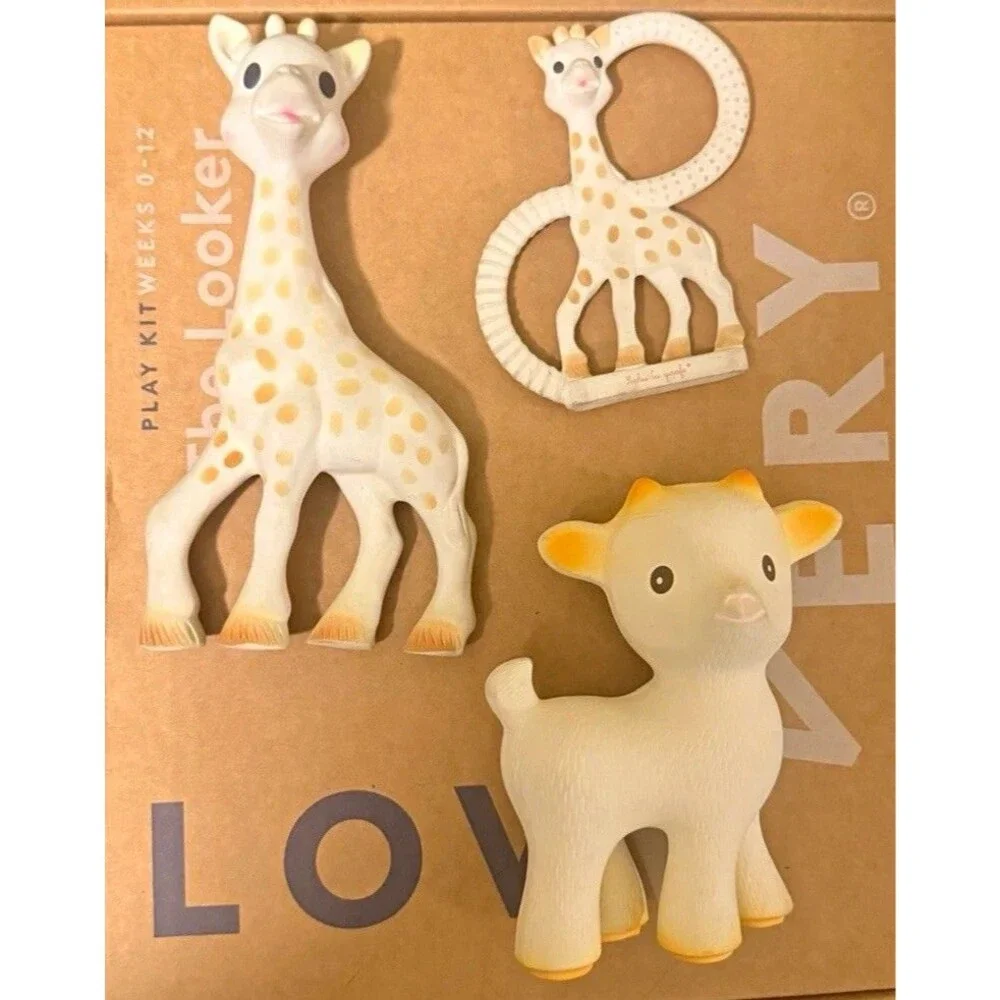 Vulli Sophie la Girafe Large & Small & Goat Natural Rubber Teething Toy lot